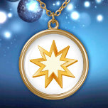 Colar Banhado A Ouro Símbolo Baha'i<br><div class="desc">Um presente adorável. Paz. A estrela de nove pontas é um símbolo da fé Baha’i. Outros estilos deste colar com este design também estão disponíveis.****Observe que a cor de ouro no trabalho de arte não é metálica.***</div>