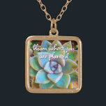 Colar Banhado A Ouro Turquesa Green Cactus Bloom Onde Plantou Cotação<br><div class="desc">Eu sempre adoro cactos, que prosperam nas condições mais duras e assustam você com sua beleza. Siga a sua pista e "floresça onde você está plantado", sempre que você veste esta foto de fechamento de um colar de charme verde e turquesa, cacto florescente. Este colar vem em pequenos, médios e...</div>