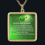 Colar Banhado A Ouro Uma Velho Bênção Irlandesa<br><div class="desc">Elegante, única joia celta de ouro com uma pedra esmeralda e uma pedra de xamrock com uma antiga dentro de oração irlandesa para o Santo do Dia do Paddy (, Rua. Patty ). Gemstones tridimensionais vibrantes e modelagem design, 3D muito precisa e renderização por parte da Búlgara Lumini (c).Parte da...</div>