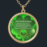 Colar Banhado A Ouro Uma Velho Bênção Irlandesa<br><div class="desc">Elegante, única joia celta de ouro com uma pedra esmeralda e uma pedra de xamrock com uma antiga dentro de oração irlandesa para o Santo do Dia do Paddy (, Rua. Patty ). Gemstones tridimensionais vibrantes e modelagem design, 3D muito precisa e renderização por parte da Búlgara Lumini (c).Parte da...</div>