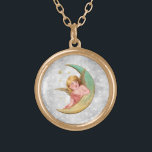 Colar Banhado A Ouro *~* Vintage AP40 Classic Victoria Angel Moon<br><div class="desc">(ID de pesquisa AP40 para designs semelhantes) Transferir para outros produtos, se desejar. Vintage ROUND Dourado NECKLACE com doce Anjo de Arte Clássica. * Vintage Romântica Retro Antiquado com Brilhante Romântico melhorado Energeticamente com fundo de fita de diamante brilhante falso da lua crescente. O anjo em confortável se inclinando na...</div>