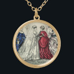 Colar Banhado A Ouro Vintage Retrato de Festa de casamento Vitoriano<br><div class="desc">Ilustração de Vintage Imagem de casamento de amor vitoriano e romance apresentando a noiva em seu vestido de noiva tradicional com véu se preparando para o casamento com sua mãe,  a madrinha de casamento e suas madrinhas.</div>