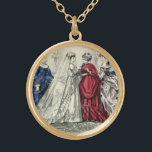 Colar Banhado A Ouro Vintage Retrato de Festa de casamento Vitoriano<br><div class="desc">Ilustração de Vintage Imagem de casamento de amor vitoriano e romance apresentando a noiva em seu vestido de noiva tradicional com véu se preparando para o casamento com sua mãe,  a madrinha de casamento e suas madrinhas.</div>