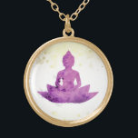 Colar Banhado A Ouro *~* Violet AP33 Buddha Botânica Lotus<br><div class="desc">(( ID de pesquisa AP33 para designs semelhantes )) Simples e Minimal Abstrato Boho Zen Watercolor com áreas DOURADAS. Há opções em forma e cores de revestimento metálico em Prata e Placa Dourada. * Garland Botânica Boêmica Energeticamente Avançada / Floral Buquê / Flores Pastel Moderno Popular Suavemente Colorido Buda Artística...</div>
