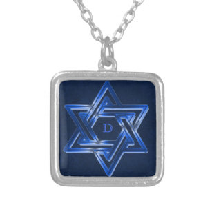 Colar Banhado A Prata A estrela de David judaica brilha