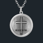 Colar Banhado A Prata "ACREDITE em VOCÊ" a jóia transversal cristã<br><div class="desc">O design transversal cristão artística do Grunge legal com texto "ACREDITA EM VOCÊ". ©riverme* | de Copyright 2014-Present | todos os direitos reservados</div>