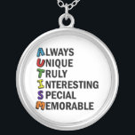 Colar Banhado A Prata Acrostic bonito da consciência do autismo<br><div class="desc">Um poema bonito da palavra do acrostic para o autismo. Memorável especial verdadeiramente interessante sempre original. Grandes atributos positivos de ser autístico. Eu amo alguém com autismo. Os acrônimos são assim que esfrie.</div>