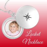 Colar Banhado A Prata Adicionar foto vermelha e branca personalizada<br><div class="desc">Presente personalizado de colar no caixão. Substitua a foto pela sua. Vermelho e Branco.</div>