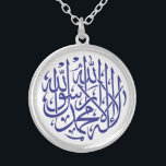 Colar Banhado A Prata Allah Alhamdulillah Islamismo Caligrafia Muçulmana<br><div class="desc">design de caligrafia islâmica para ele.Significado: "Não há Deus além de Alá e Mohammad PBUH é o último profeta de Alá."</div>