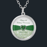 Colar Banhado A Prata Aniversário de casamento do damasco 55th<br><div class="desc">As imagens de um Digitalbcon projetam a caracterização de uma cor do verde esmeralda e do branco e do tema do design do damasco com uma variedade de imagens, formas, padrões, estilos e pias batismais feitos sob encomenda neste do "design um--um-amável do aniversário de casamento damasco 55th". Com esta escolha...</div>