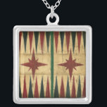 Colar Banhado A Prata Antiguidade Conselho de Jogos Backgammon por Ethan<br><div class="desc">Uma pintura de um antigo conselho de jogos de gamão,  criado por Ethan Harper. A forma como Harper pintou a peça faz ela parecer antiga,  uma relíquia de um tempo quase esquecido. Um presente perfeito para o entusiasta do jogo do conselho em sua vida!</div>