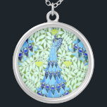 Colar Banhado A Prata Art Nouveau Peacocks<br><div class="desc">Blue and Green Art Nouveau Peacock</div>