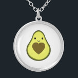 Colar Banhado A Prata Avocado ama absurdo absurdo<br><div class="desc">Avocado ama o abacate kawaii fofo com o coração.</div>