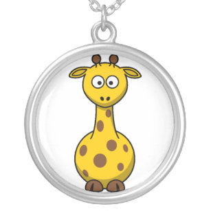 Colar Banhado A Prata Baby Giraffe Cartoon Necklace