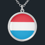 Colar Banhado A Prata Bandeira do Luxemburgo<br><div class="desc">Bandeira Patriótica do Luxemburgo.</div>