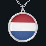 Colar Banhado A Prata Bandeira Holandesa<br><div class="desc">Bandeira Patriótica dos Países Baixos.</div>