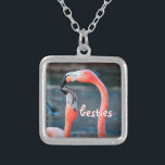 Colar Banhado A Prata Besties Rosa Flamingo Amigos Fotografa Bela Divers<br><div class="desc">Quem disse que flamingos não podem se divertir com seu amigo favorito? Aproveite esta imagem divertida sempre que você veste este incrível e colorido colar de encanto de fotografia de dois flamingos cor-de-rosa brincando. Esse colar vem em pequenos, médios e grandes tamanhos, assim como formas quadradas e circulares. Você pode...</div>