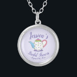Colar Banhado A Prata Bolinhas Bule de chá à tarde Chá de fraldas de noi<br><div class="desc">Design apresenta uma ilustração original de um bule de bolinhas pastel. Ideal para um chá de chá de panela, chá de fraldas, festa de aniversário ou tarde. Esta ilustração temática do chá também está disponível em outros produtos, incluindo produtos de partes coordenadoras e decoração. Não vê o que está procurando?...</div>