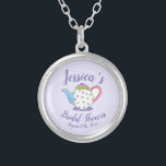 Colar Banhado A Prata Bolinhas Bule de chá à tarde Chá de fraldas de noi<br><div class="desc">Design apresenta uma ilustração original de um bule de bolinhas pastel. Ideal para um chá de chá de panela, chá de fraldas, festa de aniversário ou tarde. Esta ilustração temática do chá também está disponível em outros produtos, incluindo produtos de partes coordenadoras e decoração. Não vê o que está procurando?...</div>