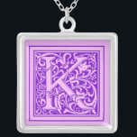 Colar Banhado A Prata Boné cor-de-rosa e roxo - Letra K<br><div class="desc">Tonalidades roxas e cor-de-rosa,  boné decorativo,  letra K.,  disponível em produtos selecionados.</div>