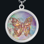 Colar Banhado A Prata BORRACHA DE BORRÃO, azul<br><div class="desc">Borboleta elegante e colorida. Pintura com folha de ouro e prata.</div>