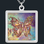 Colar Banhado A Prata BORRACHA DE BORRÃO, azul verde<br><div class="desc">Borboleta elegante e colorida. Pintura com folha de ouro e prata.</div>