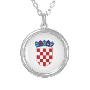 Colar Banhado A Prata Brasão de Croatia