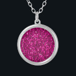 Colar Banhado A Prata Brilhante rosa quente brilha<br><div class="desc">Brilhantes cor-de-rosa-quente brilhantes brilham falso glamour brilhante para ela. Usamos fotos de faíscas.</div>