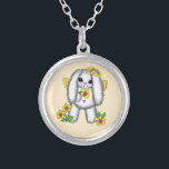 Colar Banhado A Prata Bunny Rabbit Angel Necklace<br><div class="desc">Coelho Rabbit Angel Necklace, Angel roupa, Angel t-shirts, Angel gifts by ArtMuvz Illustration. Coincronia com a camiseta Angel para a mãe, Pai, crianças, bebê. Saco de tote do Angel, aniversário, presente de páscoa e natal, caneca, chapéu. Os presentes PAngel podem ser de natureza religiosa ou secular e podem ser encontrados...</div>