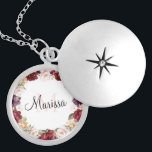 Colar Banhado A Prata Burgundy Bliss Monogramadas Bridesmaid Locket<br><div class="desc">Burgundy Bliss Monogramadas Bridesmaid Locket Necklace Para Ela,  Keepwood Jewelry,  Elegante Burgundy Marsala Merlot Wine Floral Watercolor design,  Bonito presente especial de classe,  presente de noiva,  Barato perfeito,  presentes de moça de flores. * Copie e cole no navegador para ver a coleção inteira (Burgundy Bliss)! —> https://www.zazzle.com/collections/burgundy_bliss_wedding_suite-119257241436373476</div>