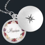 Colar Banhado A Prata Burgundy Bliss Monogramadas Bridesmaid Locket<br><div class="desc">Burgundy Bliss Monogramadas Bridesmaid Locket Necklace Para Ela,  Keepwood Jewelry,  Elegante Burgundy Marsala Merlot Wine Floral Watercolor design,  Bonito presente especial de classe,  presente de noiva,  Barato perfeito,  presentes de moça de flores. * Copie e cole no navegador para ver a coleção inteira (Burgundy Bliss)! —> https://www.zazzle.com/collections/burgundy_bliss_wedding_suite-119257241436373476</div>