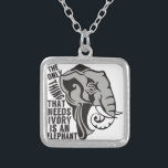 Colar Banhado A Prata Caça ao Troféu de Proibição de Elefantes<br><div class="desc">A única coisa que precisa de marfim é de um elefante. Os direitos dos animais são tão importantes. Parem com a caça furtiva de elefantes e proíbam a caça de troféus. Seja um ativista animal com este presente fofo.</div>
