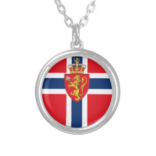 Colar Banhado A Prata casaco de armas da Noruega na bandeira norueguesa,