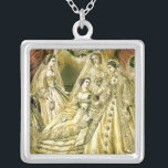 Colar Banhado A Prata Casamento vintage de cor antiga<br><div class="desc">Esta bela imagem antiga foi criada em 1861,  mostrando uma noiva cercada pelo seu partido noiva. Uma bela adição para qualquer noiva!</div>