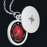 Colar Banhado A Prata Celebração do Aniversário de Casamento do Rosa Ele<br><div class="desc">Comemore o 26º aniversário de casamento com este armário elegante! As letras brancas elegantes em fundo de rosa vermelha romântico acrescentam um toque memorável para esta ocasião especial e marco extraordinário. Personalize com os nomes dos casais felizes e as datas de seu aniversário de rosa. Design © W.H. Sim, Todos...</div>