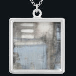 Colar Banhado A Prata Cinza abstrato e pintura azul<br><div class="desc">Uma cinza de abstrato de Jennifer Goldberger e uma pintura azul. Parece um dia nublado que pode se transformar em uma tempestade. Se você ama arte moderna então esta é a impressão para você. Pegue uma hoje!</div>