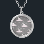 Colar Banhado A Prata Coluna Rosa e Cinza Ballerina Raparigas Whimsical<br><div class="desc">colar</div>
