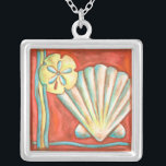 Colar Banhado A Prata Conchas Rustic Orange<br><div class="desc">Deite-se na areia quente e encontre os tesouros escondidos! Esta pintura de Nancy Slocum captura a bela vida hídrica encontrada em terra. Ele captura uma bela casca de laranja,  um peixe-estrela laranja,  e um dólar de areia azul vibrante. Pegue sua bela arte oceânica hoje no seu próximo produto Zazzle.</div>