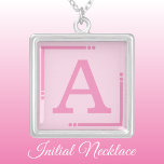 Colar Banhado A Prata Cor-de-rosa personalizado inicial<br><div class="desc">Colar personalizado/pendente. Adicione a sua inicial. Esquema de cor: rosa</div>