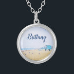 Colar Banhado A Prata Costeletas de praia da Califórnia e nome personali<br><div class="desc">Relaxe e lembre-se do cheiro fresco de sal do ar oceânico sempre que você veste esta fotografia maravilhosa e colorida pastel personalizada colar charme. Esse colar vem em pequenos, médios e grandes tamanhos, assim como formas quadradas e circulares. Você pode pedir este colar na sua escolha de esterlina prata, prata...</div>