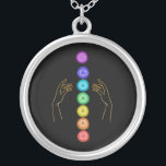 Colar Banhado A Prata *~* Curve Os Símbolos Chakra   Mãos Curvas<br><div class="desc">JOIAS Prateadas Com Intenção (R) - Joias Energeticamente Melhoradas. Chakra e a cura de mãos num fundo negro. Como curador de energia espiritual a distância profissional desde 2001, aprendi, desenvolvi e utilizei o poder da intenção de cura de energia. Todo meu judeu com intenção (R) carregar a energia de cura...</div>
