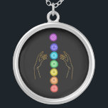 Colar Banhado A Prata *~* Curve Os Símbolos Chakra   Mãos Curvas<br><div class="desc">JOIAS Prateadas Com Intenção (R) - Joias Energeticamente Melhoradas. Chakra e a cura de mãos num fundo negro. Como curador de energia espiritual a distância profissional desde 2001, aprendi, desenvolvi e utilizei o poder da intenção de cura de energia. Todo meu judeu com intenção (R) carregar a energia de cura...</div>