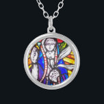 Colar Banhado A Prata Design de Vidro Arrefecido com Figura Religiosa.<br><div class="desc">A design de vidro colorido da Igreja Cristã oferece um padrão de vidraças ricamente coloridas para criar este brilhante e colorido Design de vidro colorido com a representação de uma Figura Religiosa.</div>