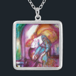 Colar Banhado A Prata Dia dos Namorados Românticos de ROMEO E JULIETA<br><div class="desc">Cena de sacada da tragédia de Romeu e Juilet de William Shakespeare .Pintura aquosa contemporânea original com folha de ouro e cores iridescentes em cor púrpura brilhante,  rosa,  verde,  laranja amarelo,  téal,  turquase,  branca ...  Pintura de Búlgaro Lumini (c)</div>