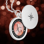 Colar Banhado A Prata Elegant 35th Coral Wedding Anniversary Celebration<br><div class="desc">Celebrate the 35th wedding anniversary with this commemorative locket! Elegant black and white lettering with hexagonal confetti on a coral pink background add a memorable touch for this special occasion and extraordinary milestone. Customize with couple's initials, a special message, and dates for their coral anniversary. Design © W.H. Sim. See...</div>
