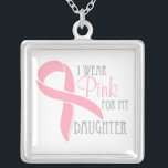 Colar Banhado A Prata Eu visto o rosa para minha filha<br><div class="desc">Mostrando o apoio para seu amado que atravessa o cancer terrível da doença.</div>