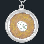 Colar Banhado A Prata Ferimento de Batata Pancakes de Cuisina Judaica<br><div class="desc">Design apresenta um marcador original ilustrativo de uma deliciosa panqueca de batata latke revestida com creme azedo, um grampeador na cozinha de férias judaica. Ideal para comemorações de Hanukkah! Este design de latas de Chanukah também está disponível em outros produtos. Muitos designs adicionais estão também disponíveis neste compro! Não vê...</div>