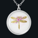 Colar Banhado A Prata *~* Floral Watercolor DOURADA Dragonfly<br><div class="desc">SILVER PLATE NECKLACE Intenção Jewelry - round Sothing Calming Energy carregada de JEWELRY COM INTENÇÃO (R) Estabelece uma intenção de forma positiva como " I AM... .". A energia o ajudará em transformação positiva. Quando se está calmo, pode ocorrer cura. Um DRAGONFLY é um símbolo de profunda transformação. * design...</div>