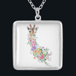 Colar Banhado A Prata Flores Coloridas Buquê Girafa - Moderna Desenho<br><div class="desc">Buquê De Flores Coloridas Girafa - Que Desenha A Moderna Coleção De Animais Vermelhos Românticos Por MIGNED</div>