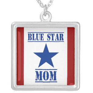 Colar Banhado A Prata Forças armadas da mamã da estrela azul